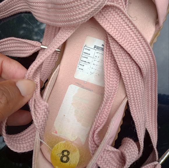SOLD Puma Fenty Pink Leather Bow Creeper Lace Up Sandal - Picture 5 of 6